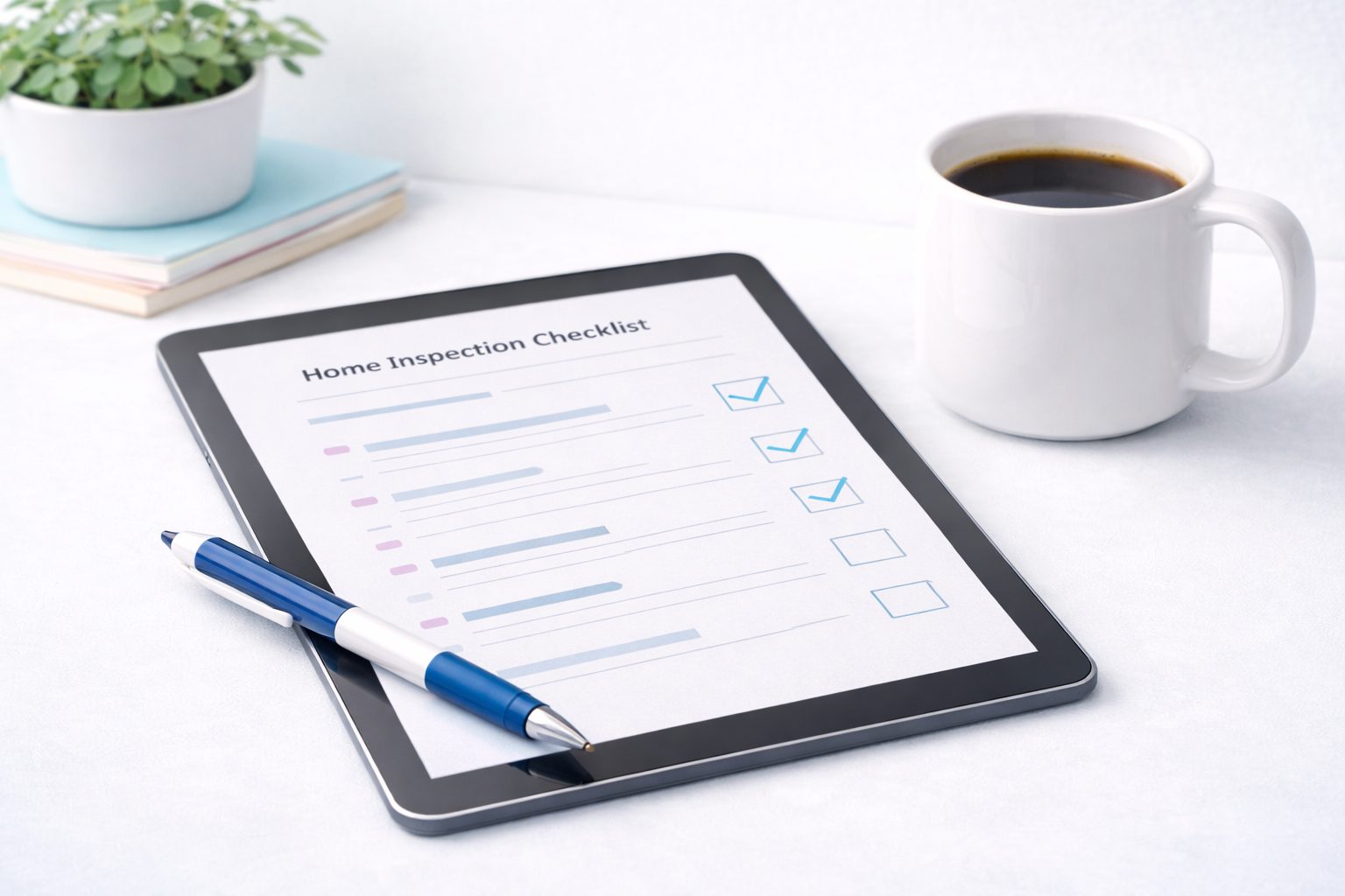 digital tablet displaying a home inspection checklist representing common probate mistakes when selling inherited property