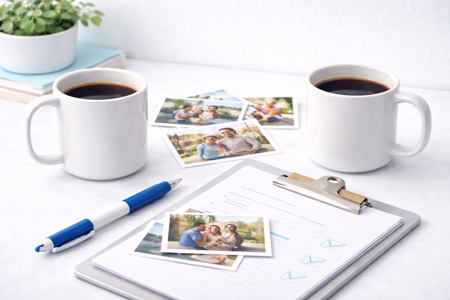 family photos and estate documents on a desk representing emotional decisions when selling inherited property